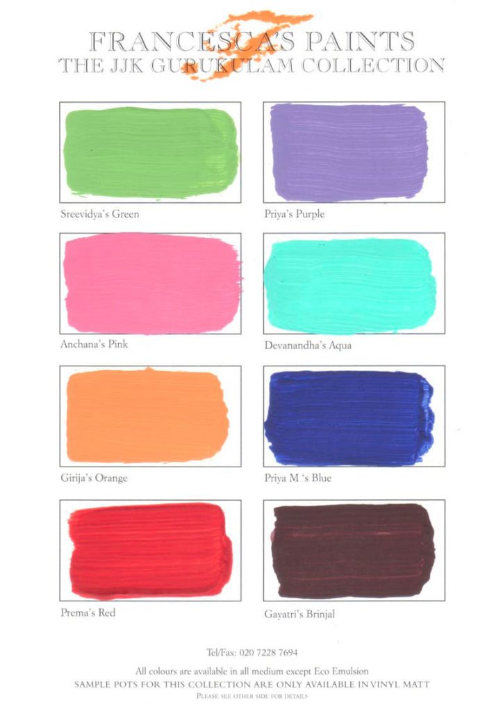 JJK Gurukulam - Colour Card - Francesca's Paints