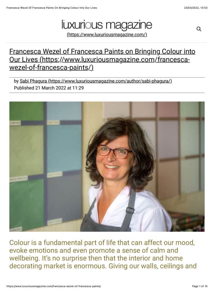 Francesca Paints On Bringing-Colour Into Our Lives